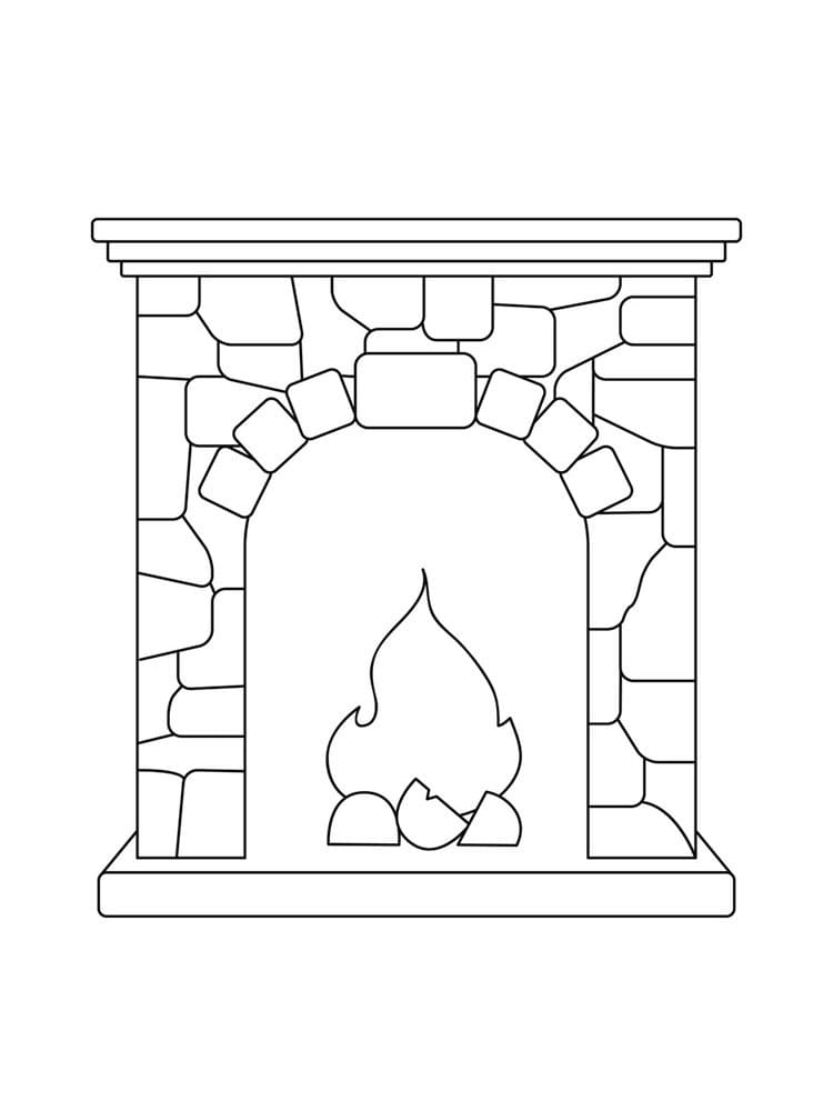 Easy Fireplace Coloring Page