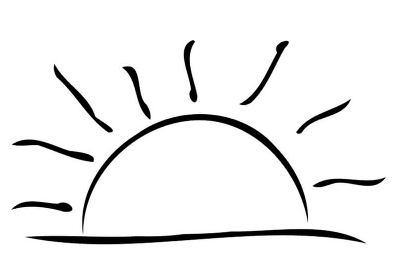Easy Sunset Coloring Page