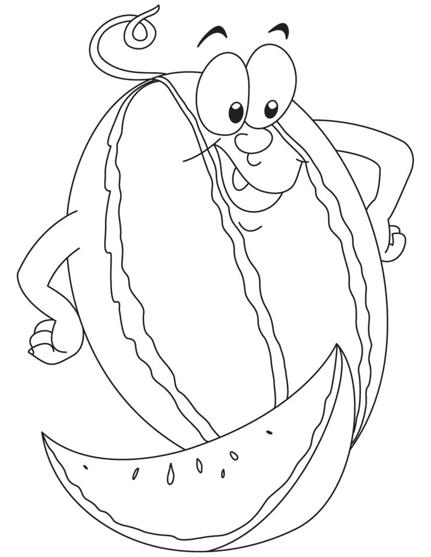 Easy Watermelon Fruit S6884 Coloring Page