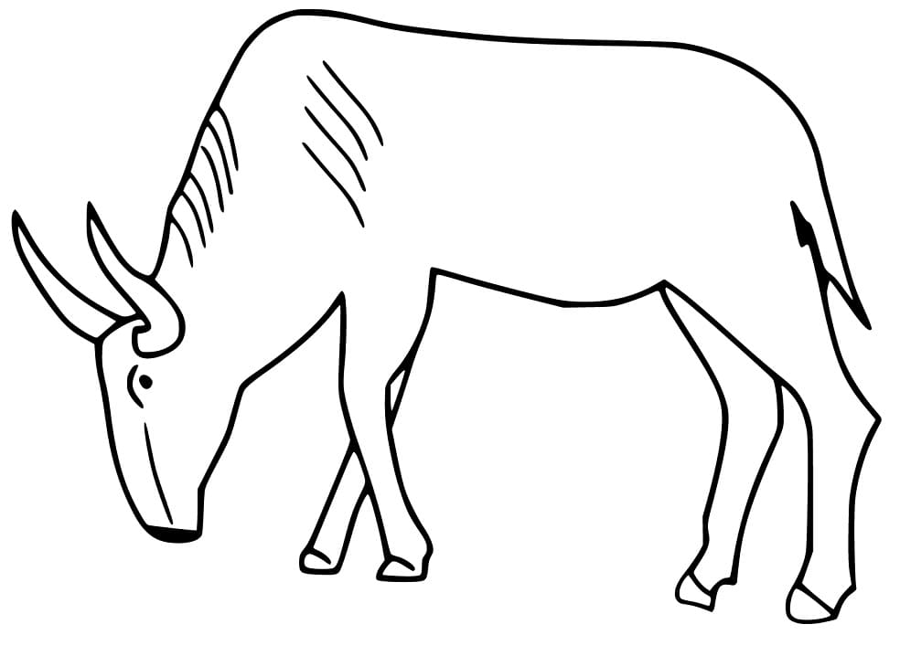 Easy Wildebeest Coloring Page