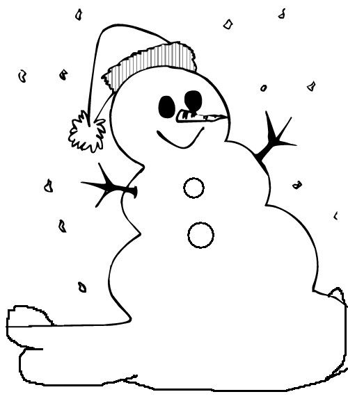Easy Winter Snowman Coloring Page