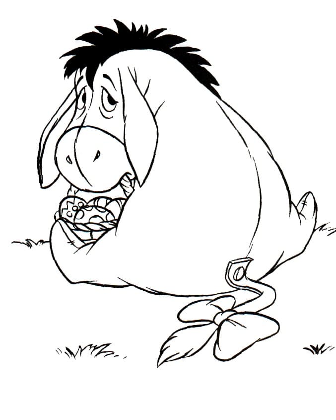Eeyore with Easter Basket Coloring Page