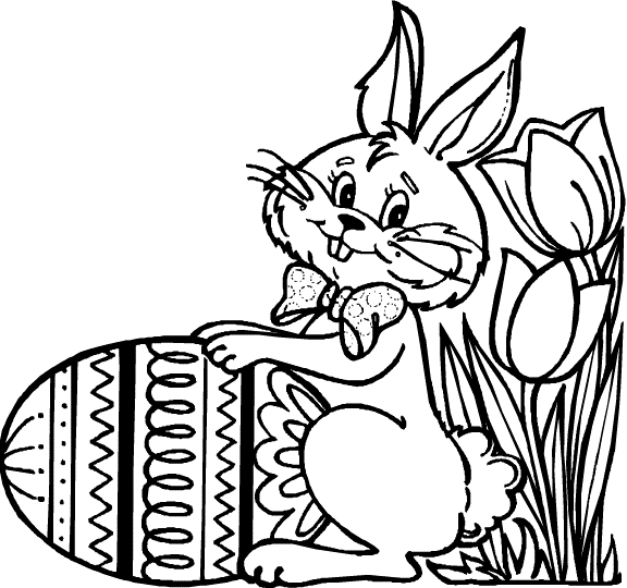 Egg And Easter Bunny To Color Coloring Page