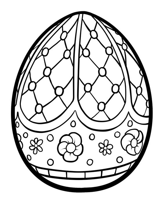 Egg Flowers Zentangle Adult Easter Coloring Page