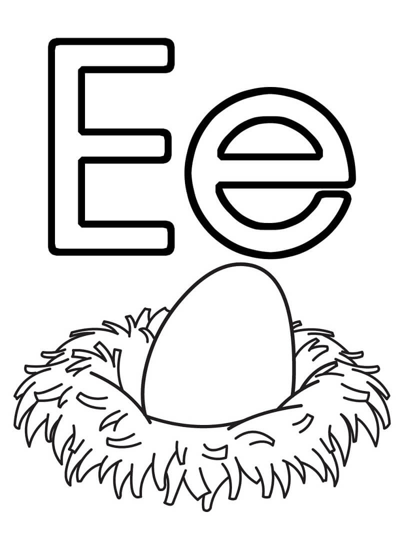 Egg Letter E Coloring Page