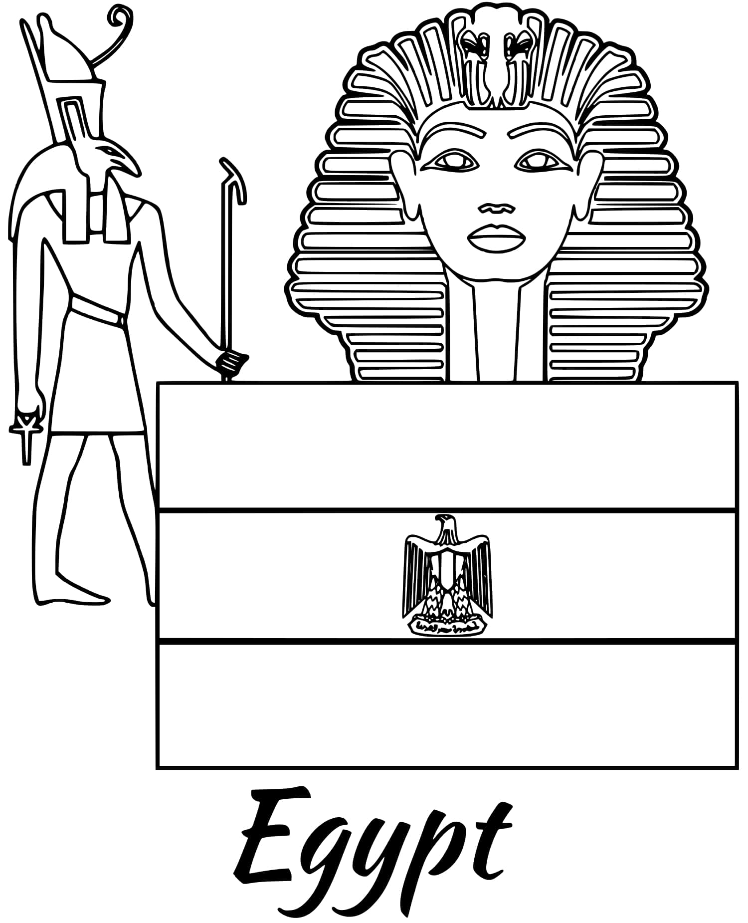 Egypt Flag Sphinx Coloring Page