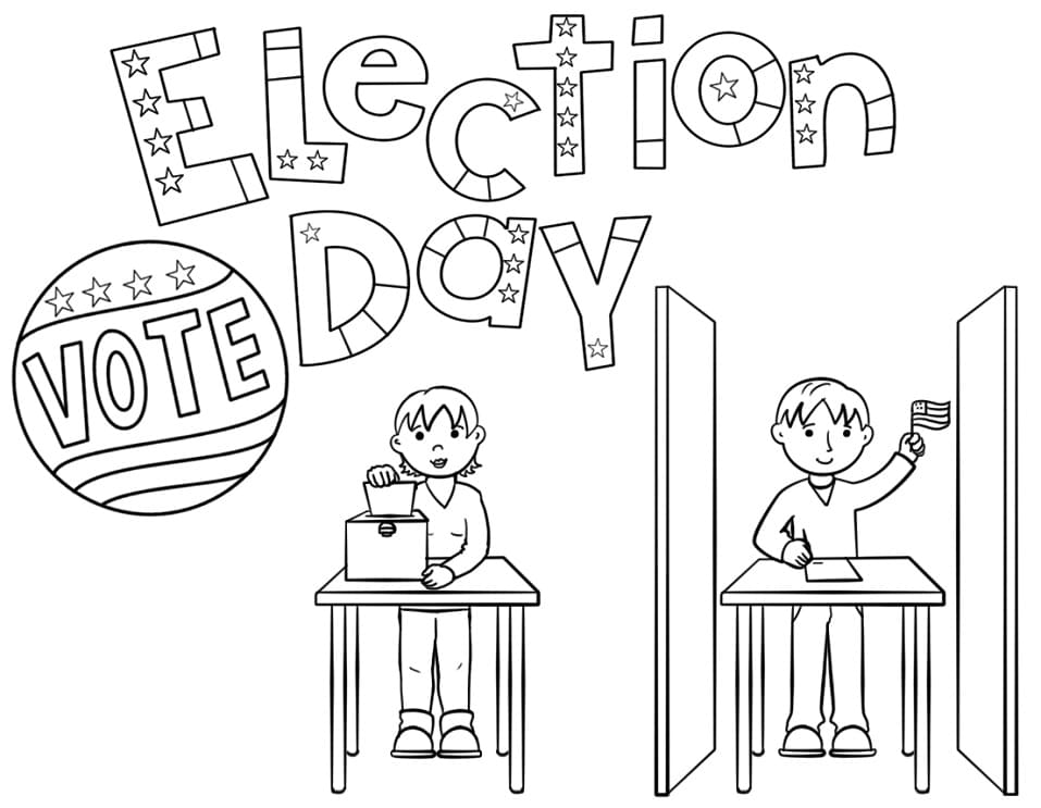 Election Day 4 Coloring Page