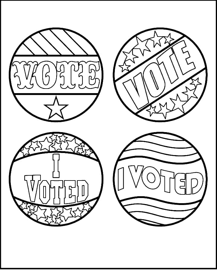 Election Day Vote Badge Coloring Page