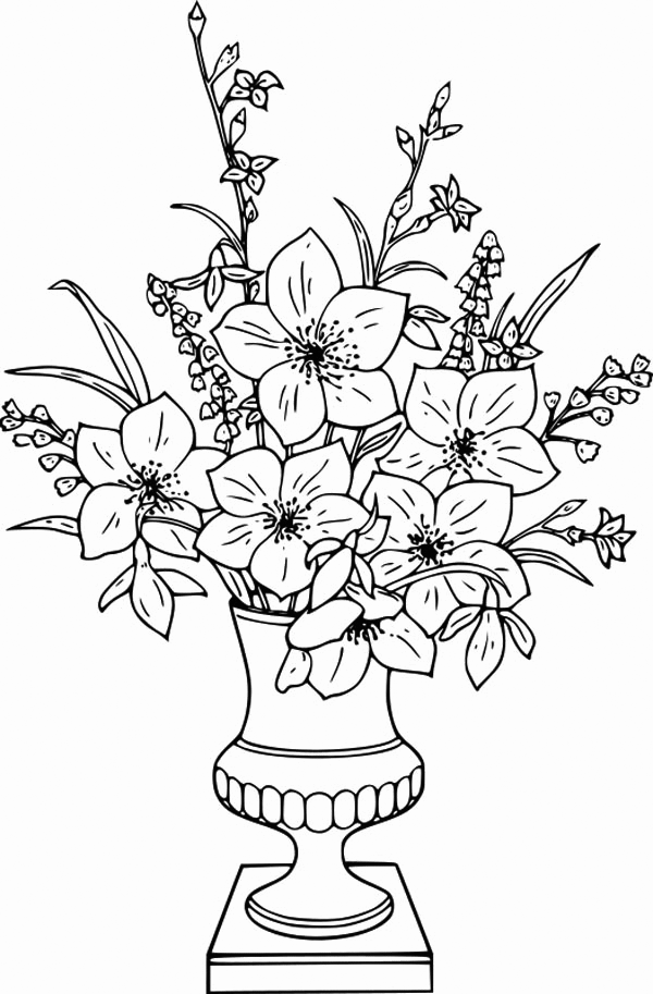 Elegant Flower Pot Coloring Page