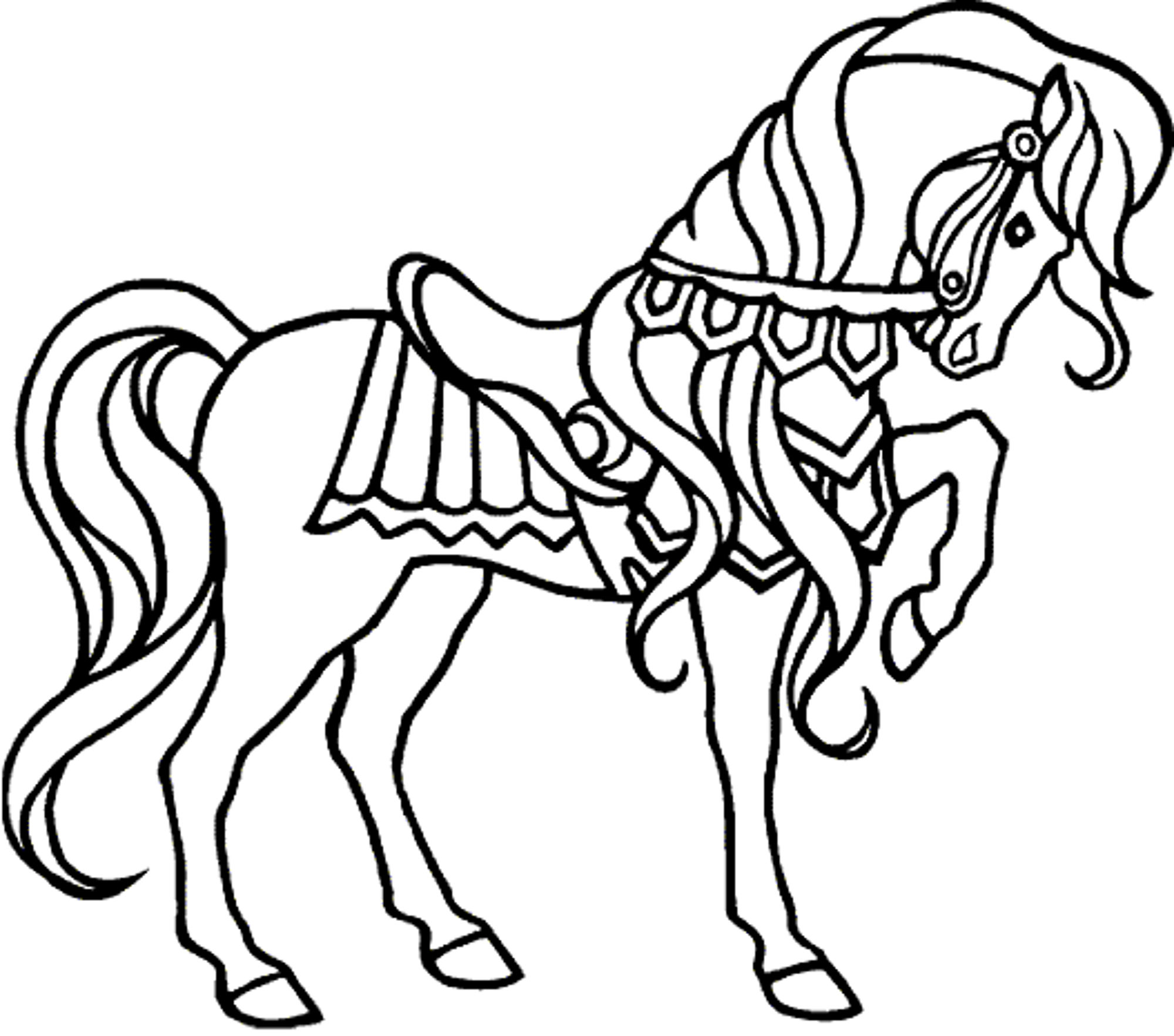 Elegant Horse For Girls Coloring Page
