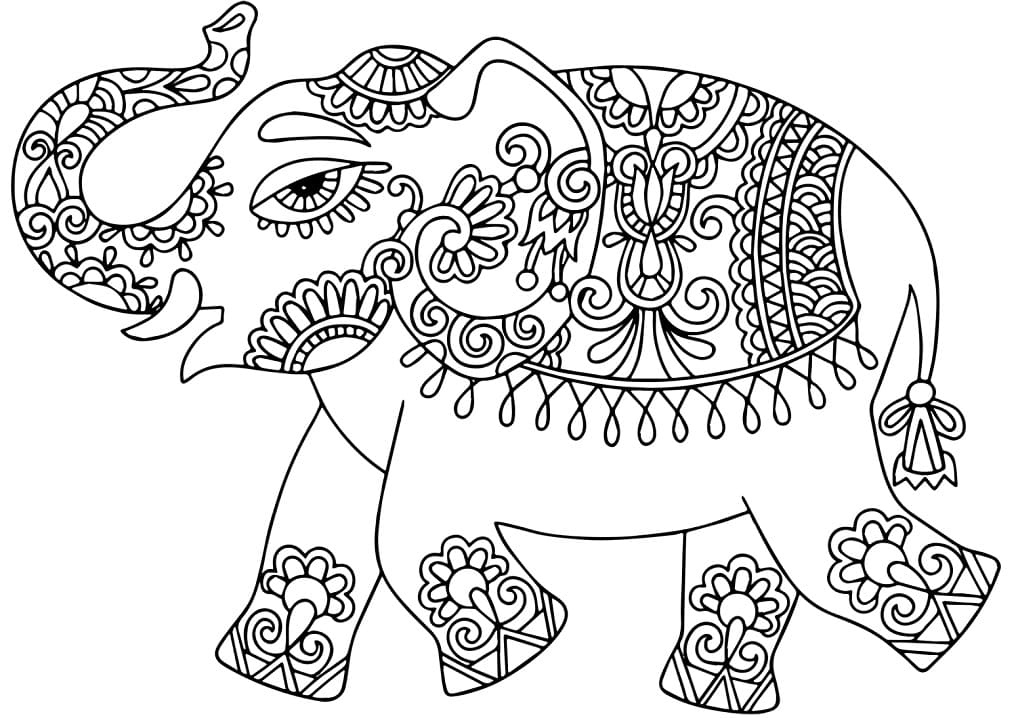 Elephant with Indian Pattern