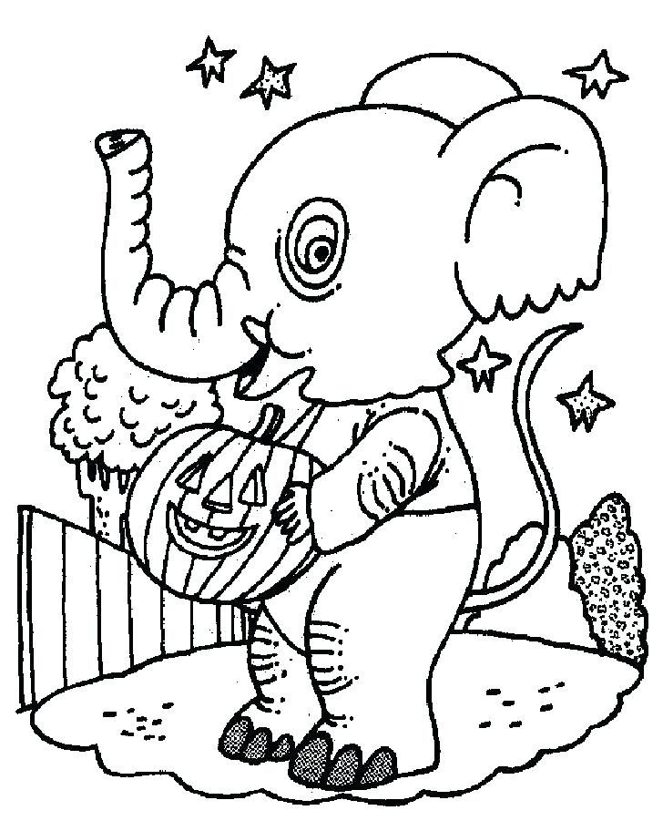 Elephant With Pumpkin Coloring Page