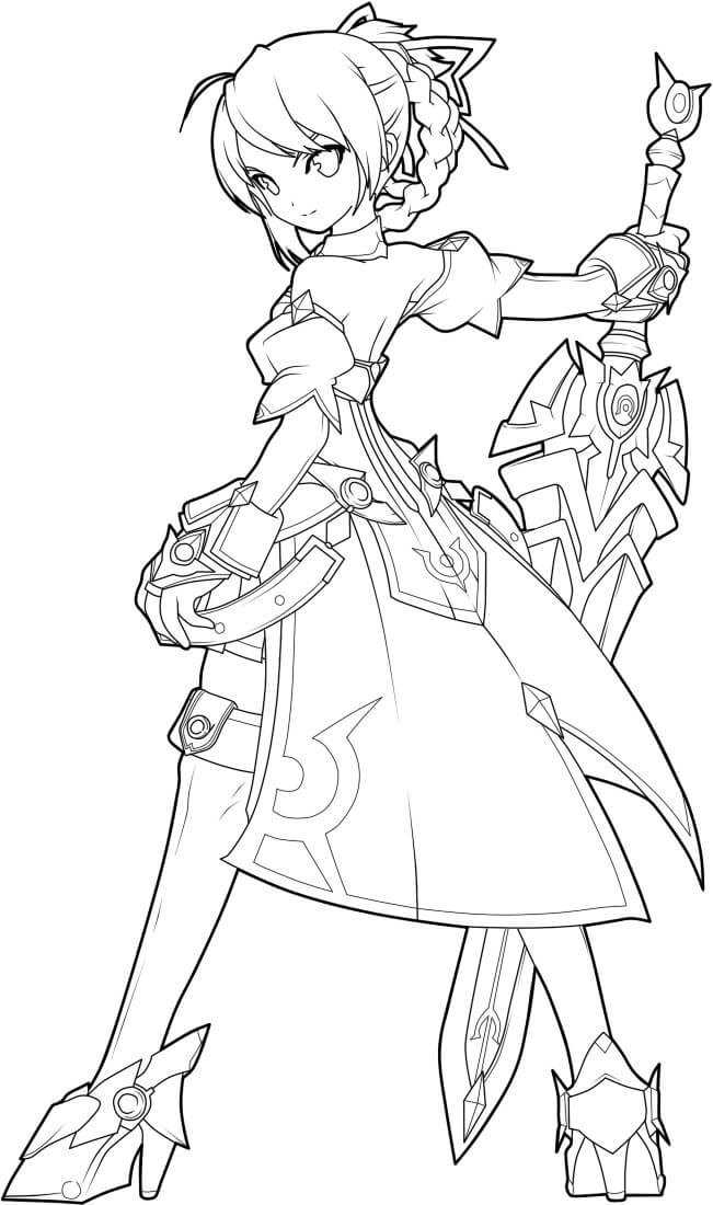 Elesis Elsword Coloring Page