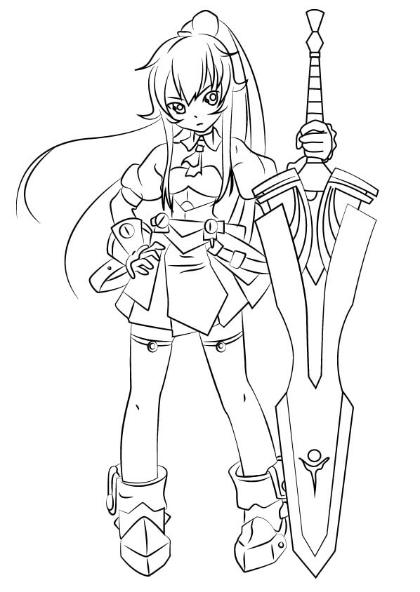 Elesis from Elsword Coloring Page