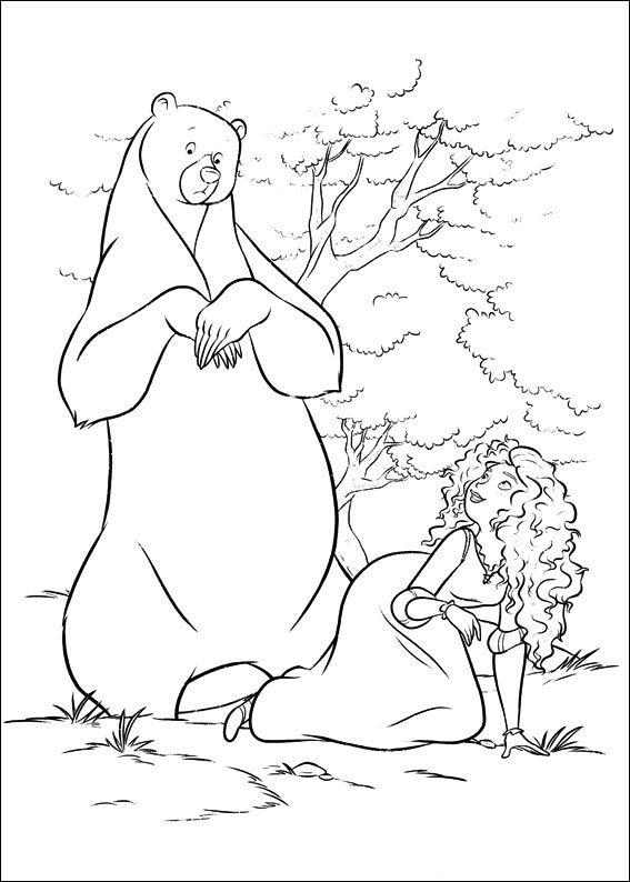 Elinor Bear And Merida Coloring Page