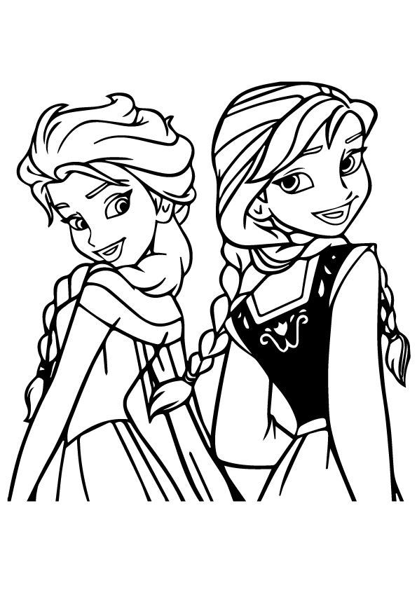 Elsa And Anna Coloring Page