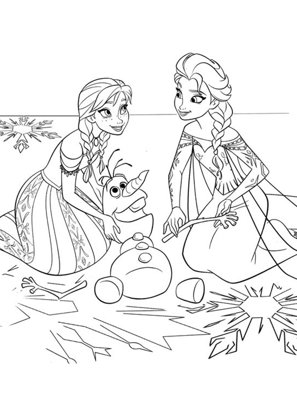 Elsa And Anna Help Olaf To Recover