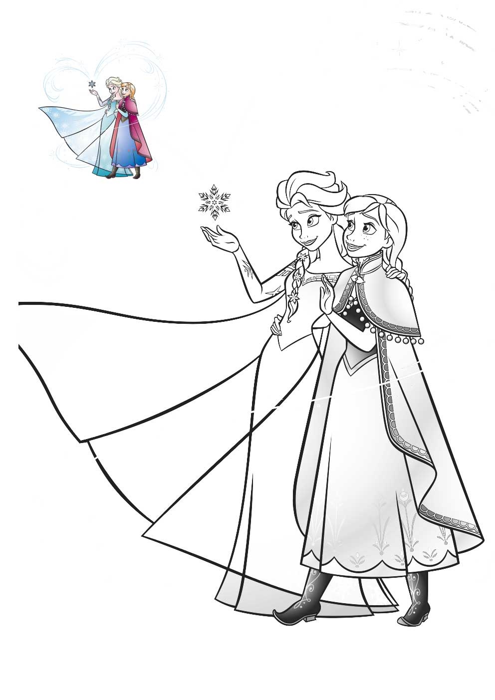 Elsa Anna Family Love Frozen Coloring Page