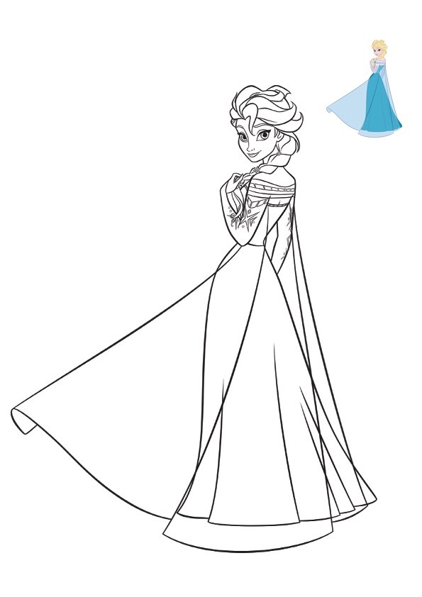 Elsa Frozen 2019 Dress Disney Coloring Page
