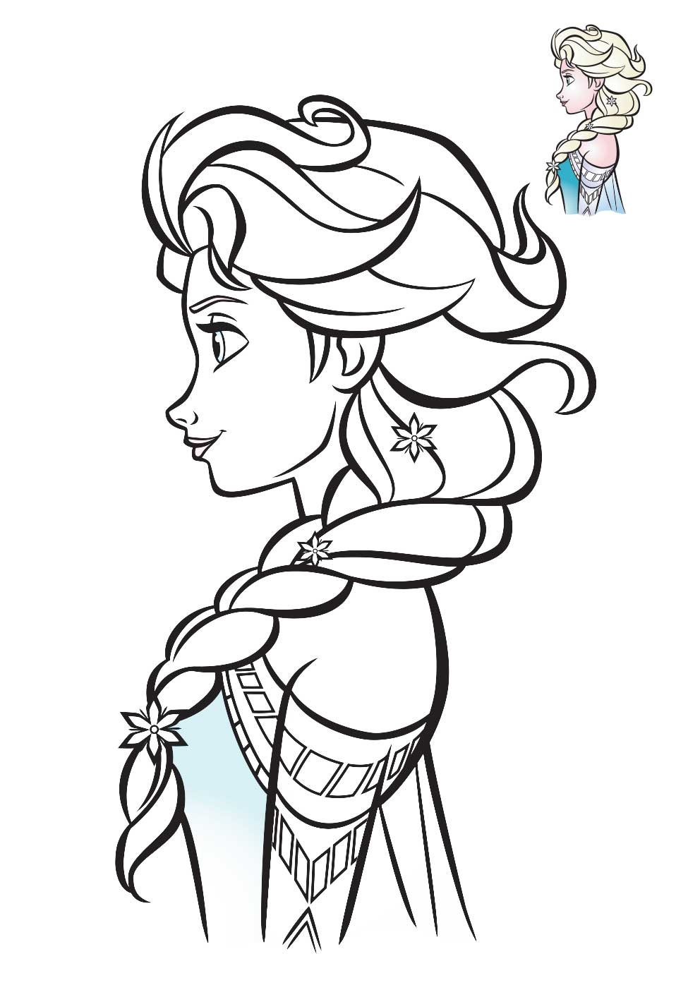 Elsa Frozen Profil 2018 Coloring Page
