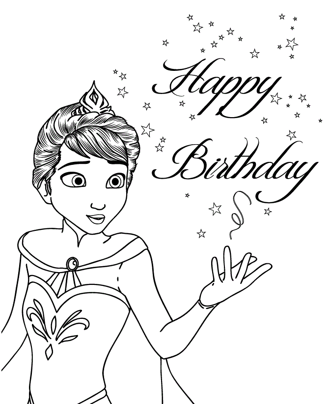 Elsa Wearing Crown Colouring Page Coloring Page