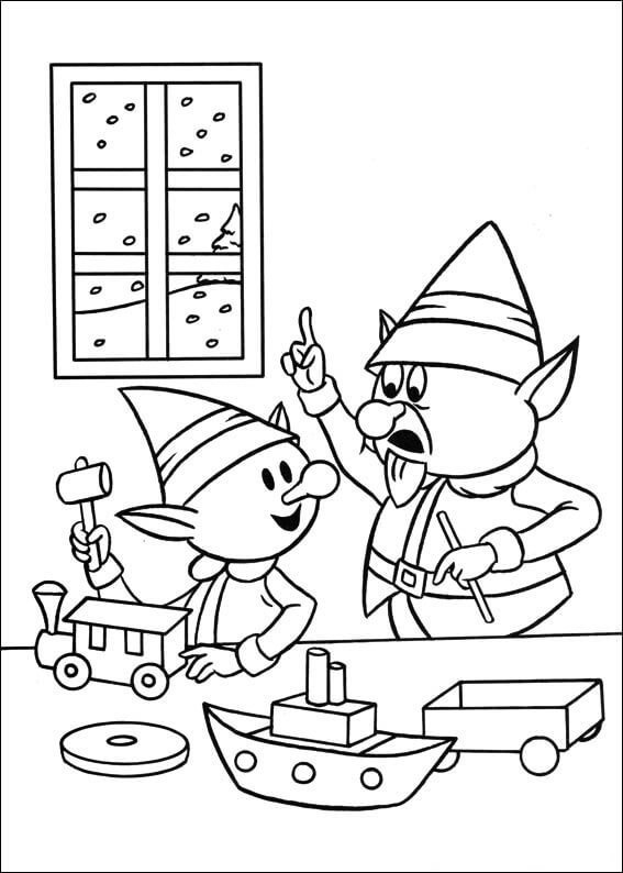 Elves from Rudolph 1 Coloring Page