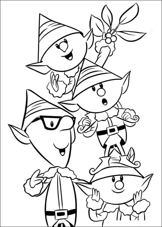 Elves from Rudolph Coloring Page