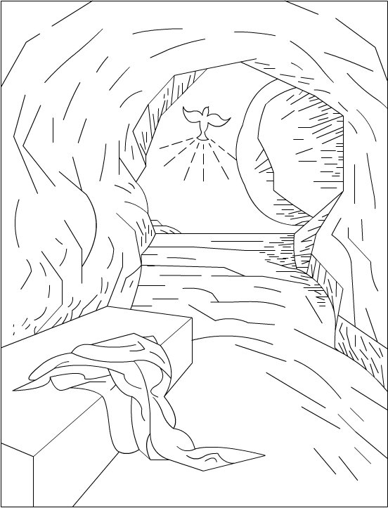 Empty Tomb – Religious Easters Coloring Page