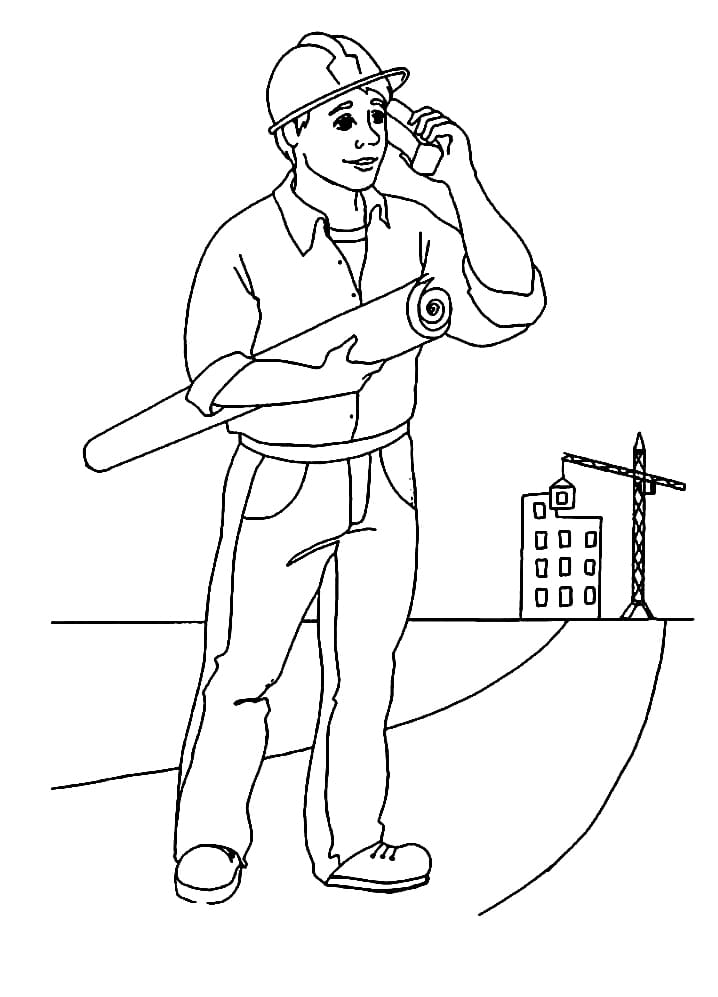 Engineer Calling Coloring Page