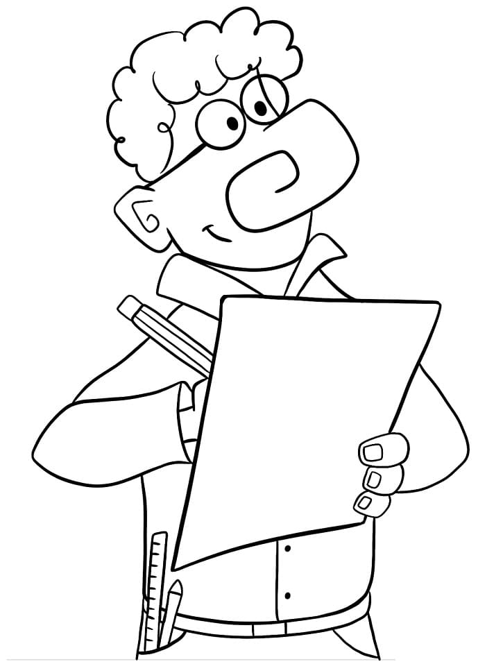 Engineer Writing Coloring Page
