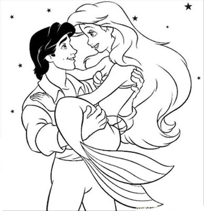 Eric Holding Ariel Disney Princess S8e49 Coloring Page