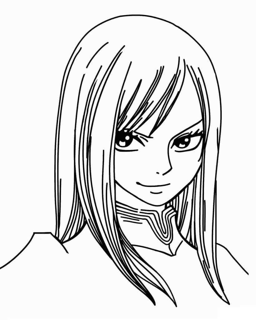 Erza Scarlet Smiling Coloring Page