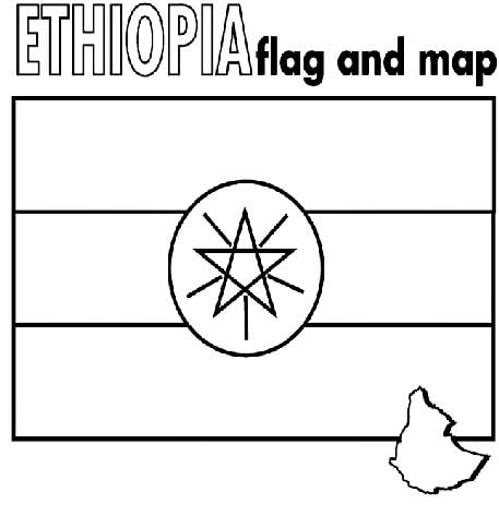 Ethiopia Flag and Map