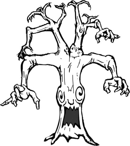 Evil Tree Coloring Page