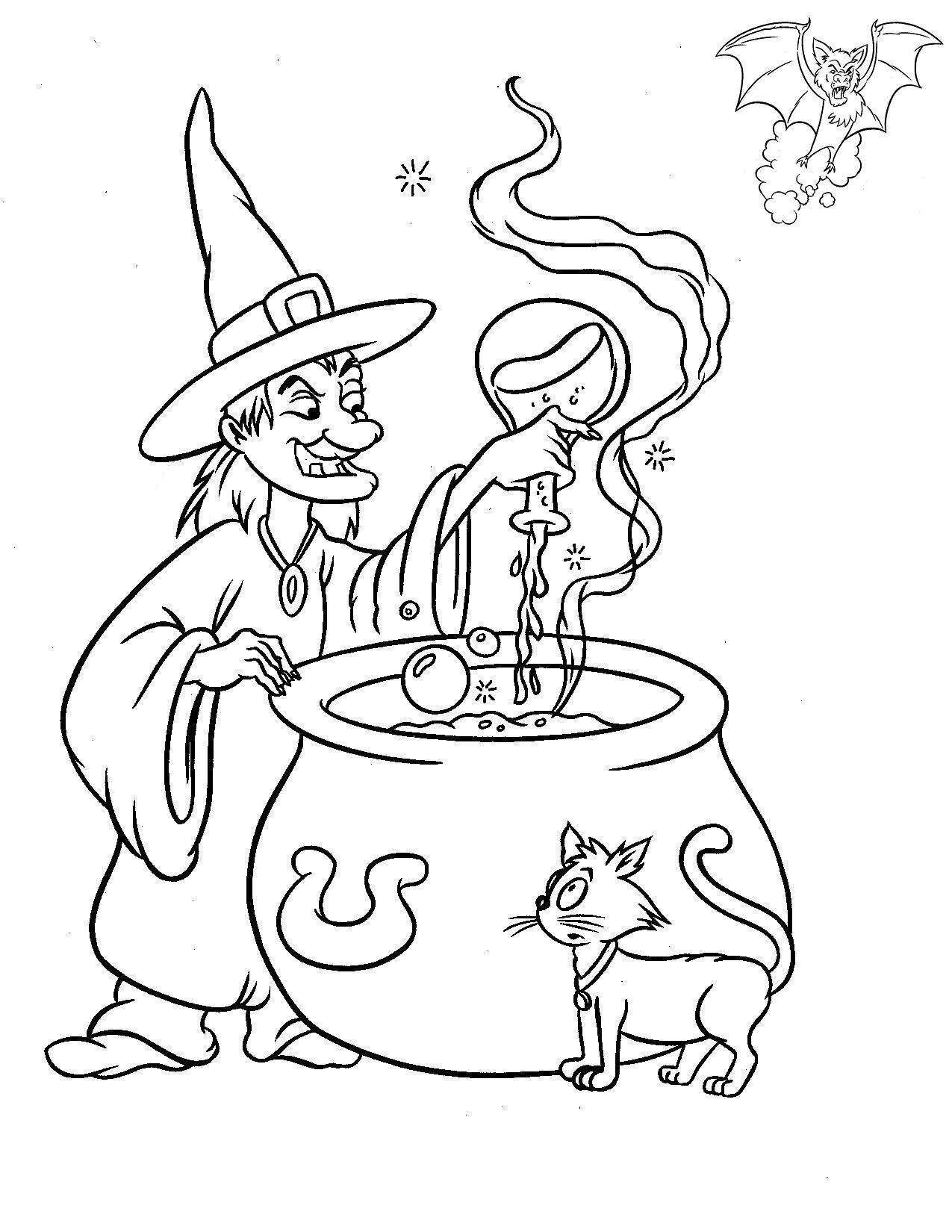 Evil Witch Making Poison Coloring Page