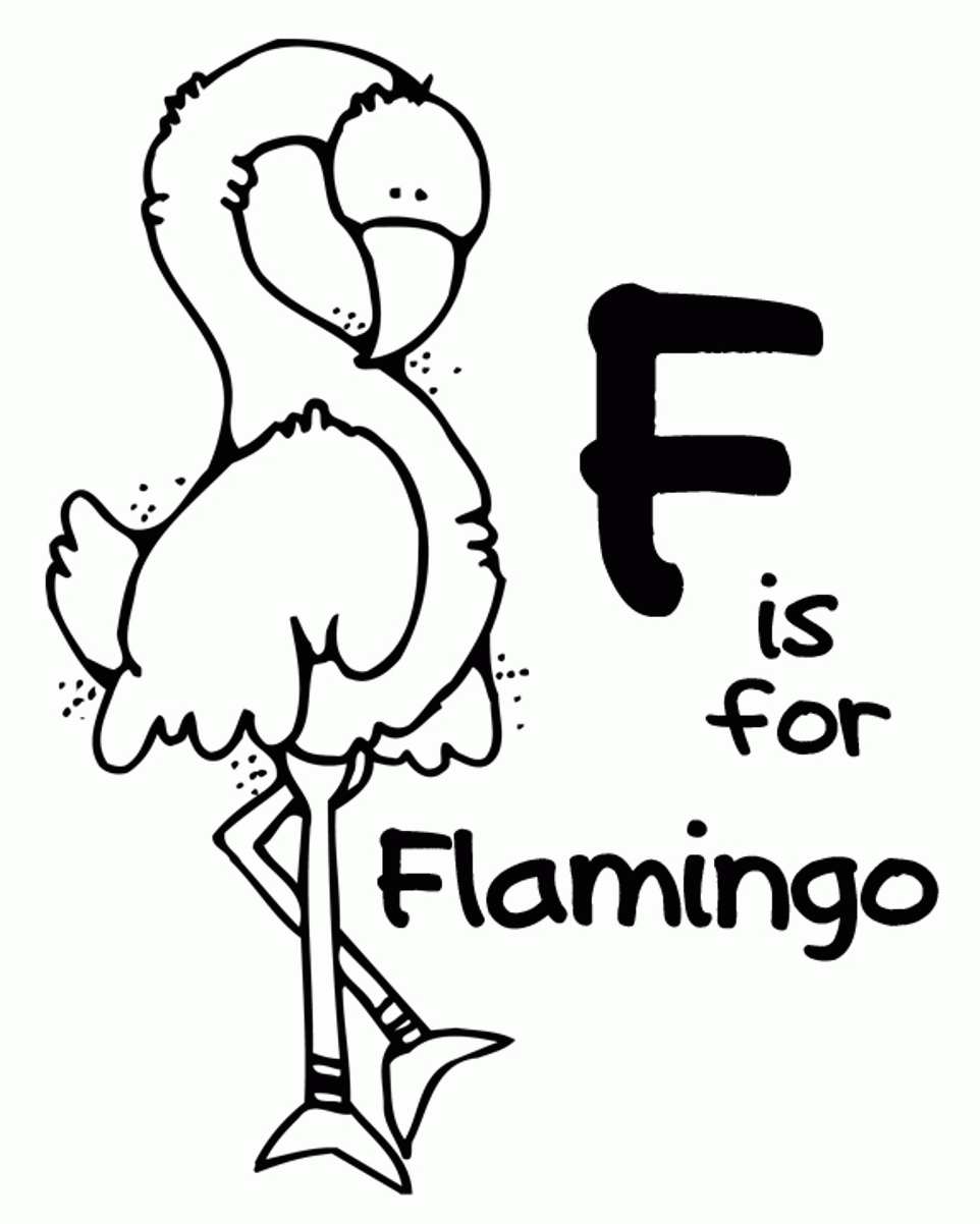 F for Flamingo Coloring Page