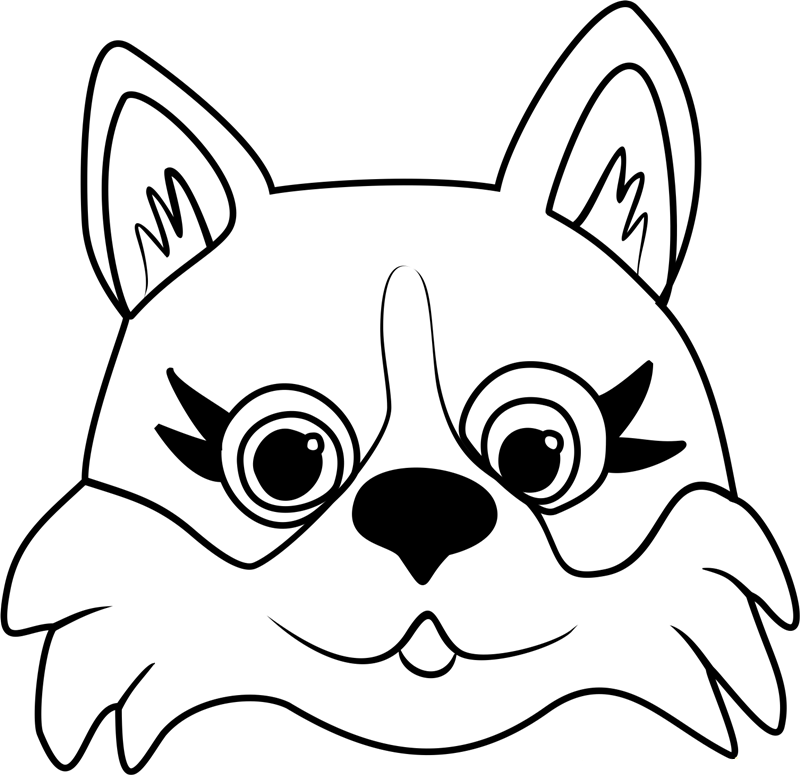 Face Of Corgi Puppy Coloring Page