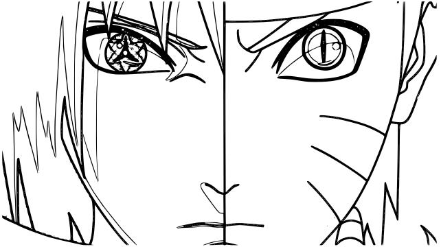 Face Of Naruto And Sasuke Coloring Page