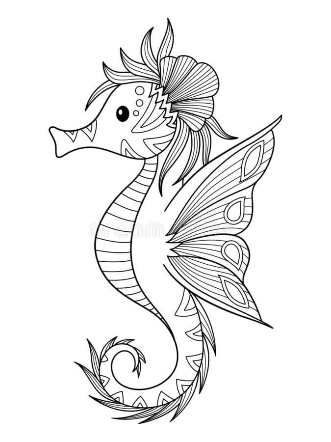 Fairytail Seahorse Coloring Page
