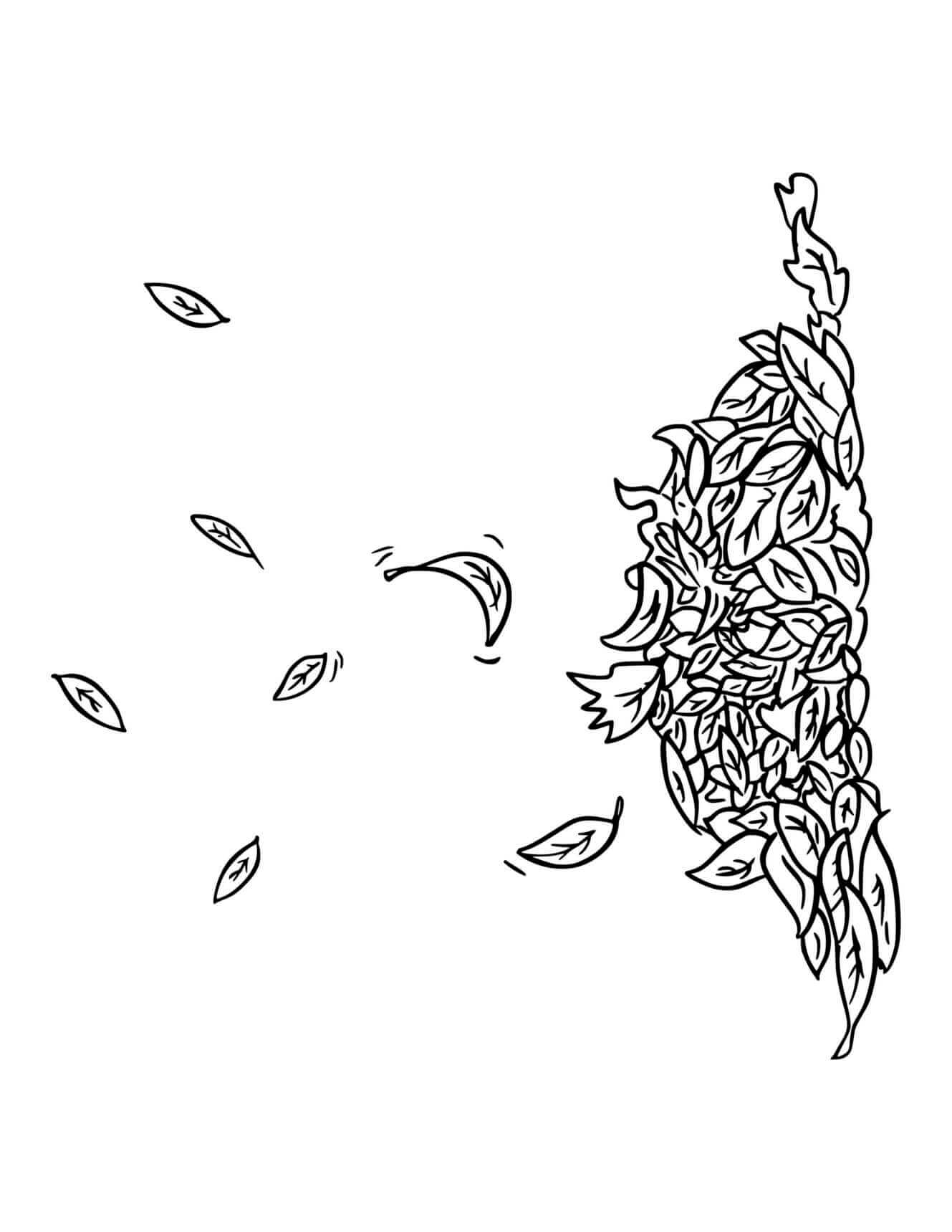 Fall Pile Of Fallen Leaves Coloring Page