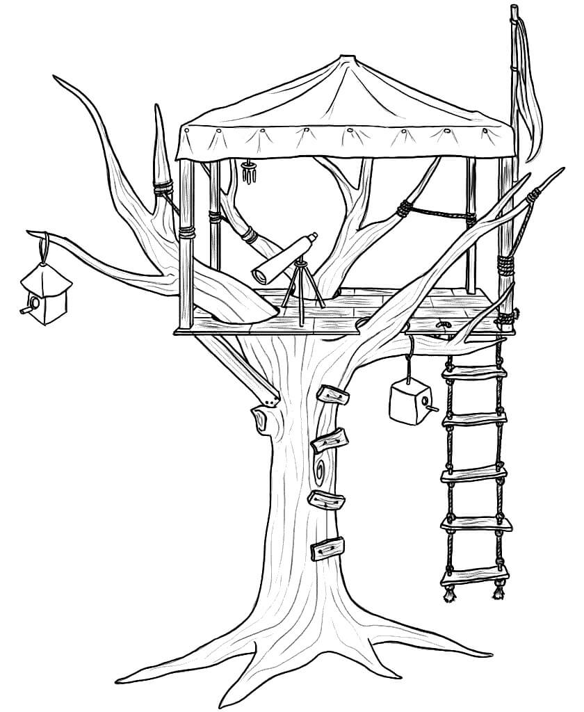Fantastic Treehouse Coloring Page