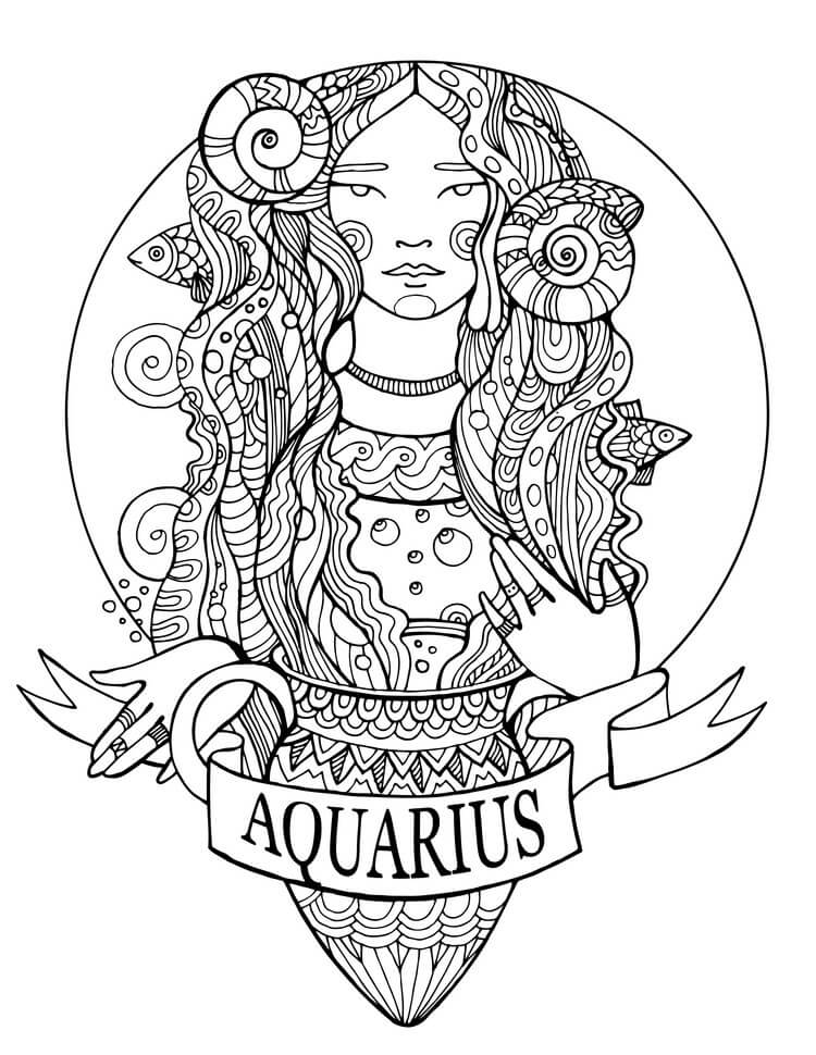 Fantasy Aquarius For Kids Coloring Page