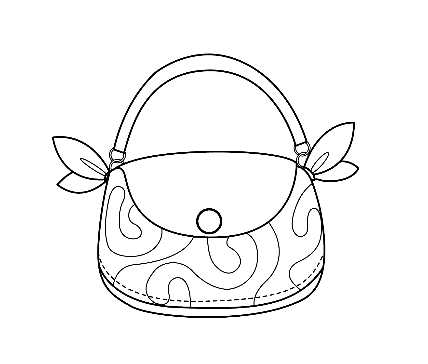 Fashion Bag Young Woman Coloring Page