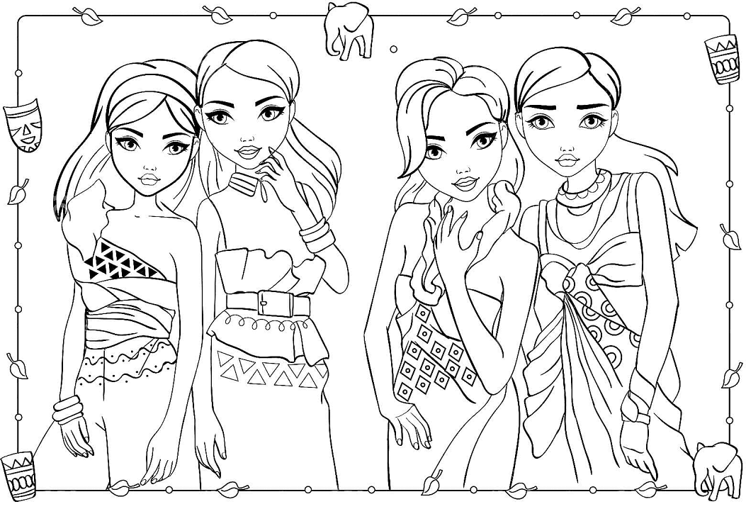 Fashion Girlfriends Coloring Page