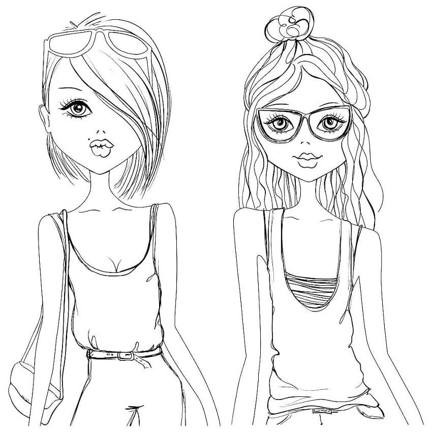 Fashion Girls Cool Coloring Page