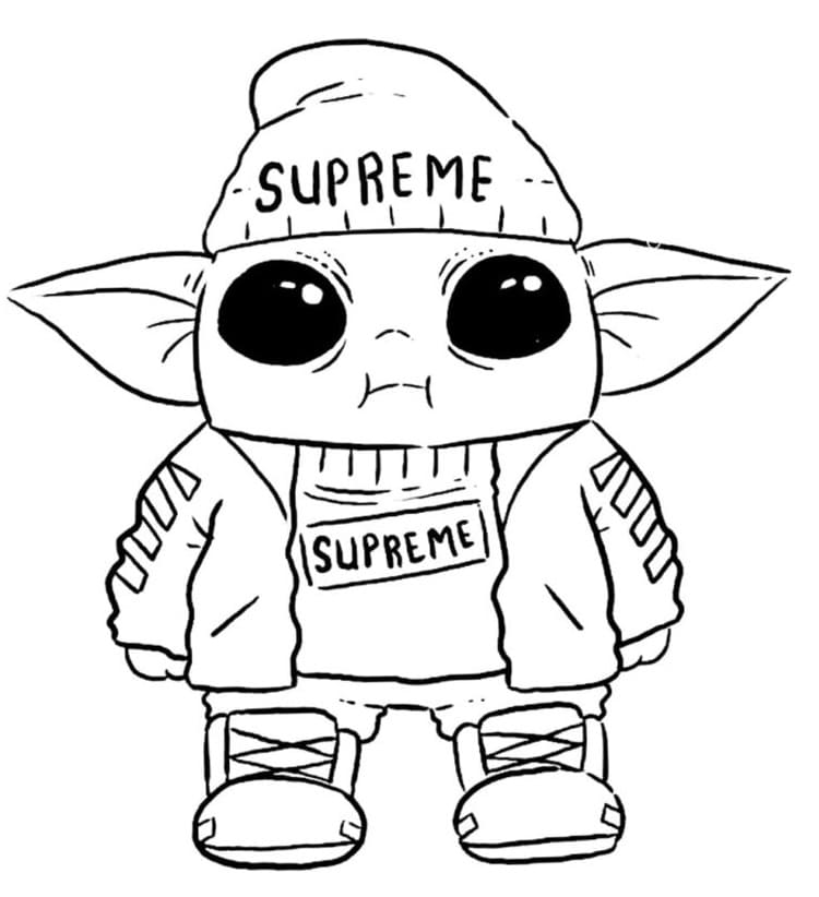 Fashionable Baby Yoda Coloring Page