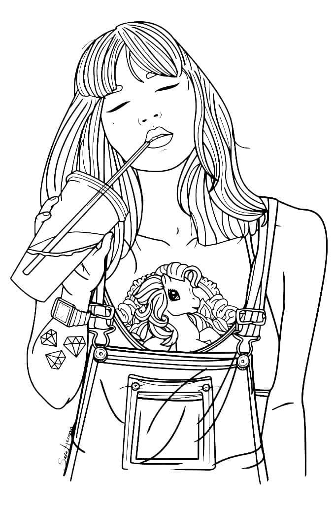Fashionable Girl 1 Cool Coloring Page