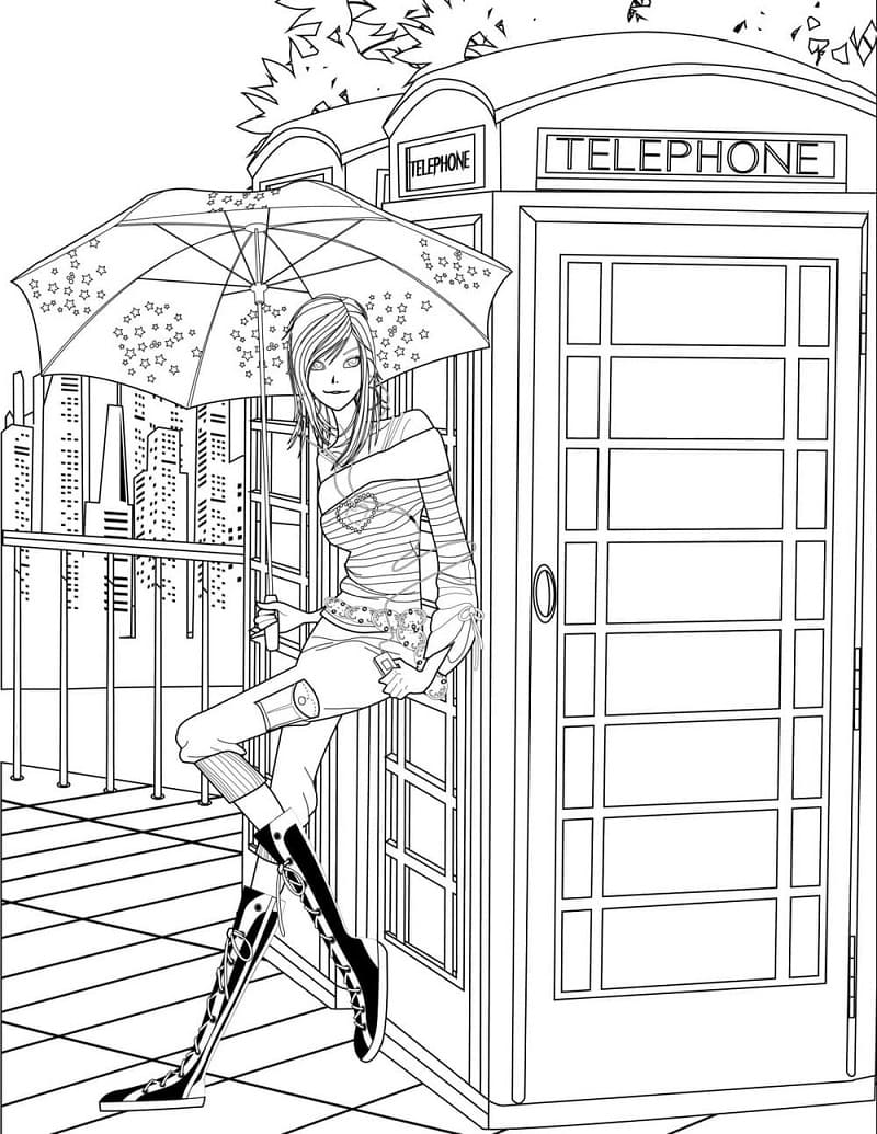 Fashionable Girl 3 Cool Coloring Page