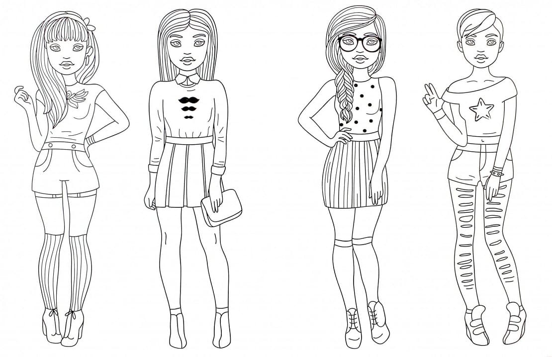 Cool Fashionable Girls Coloring Page