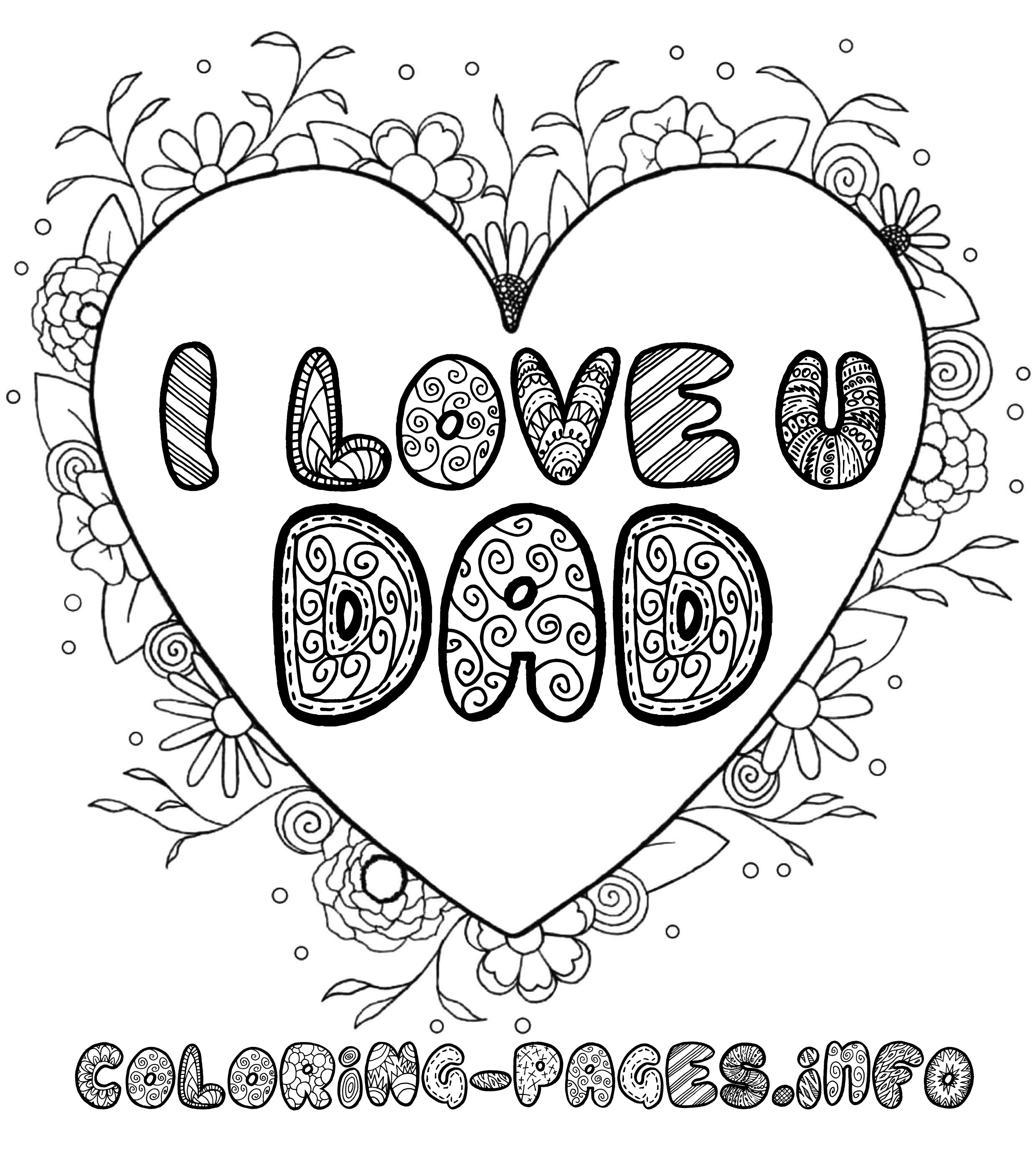 Fathers Day I Love You Dad Coloring Pages   Coloring Cool